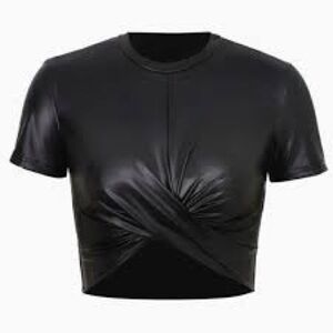 Micas black leather top